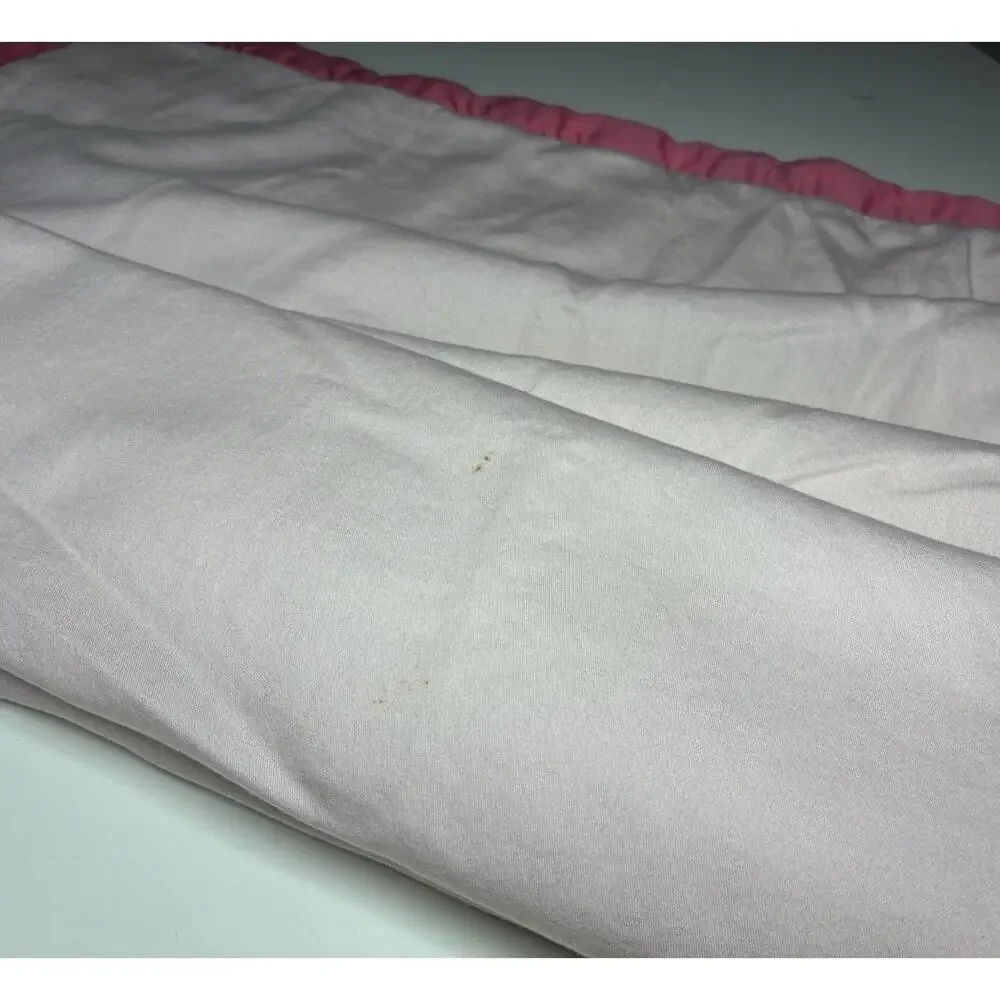 Serena & Lily Pink Baby Blanket Cotton Front White Plush Back Flower Leaf